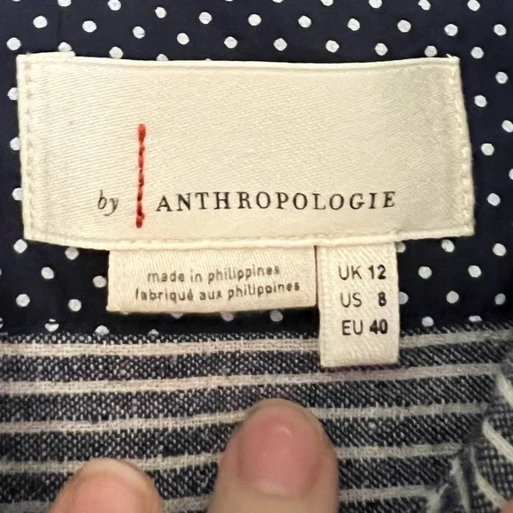 Anthropologie Blue White Striped Linen Blend Belted Romper - Picture 7 of 9